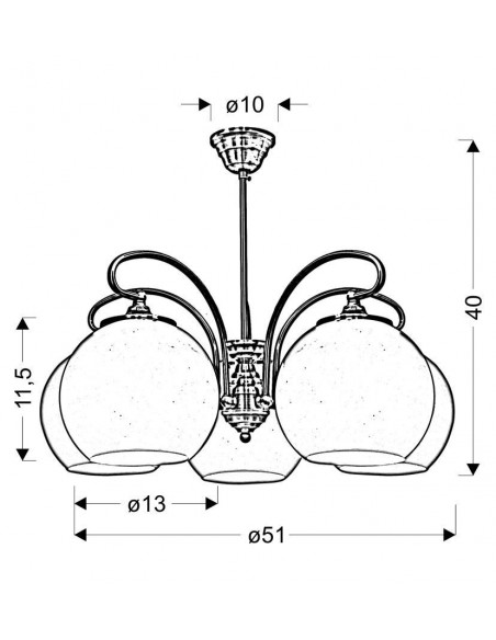CANDELLUX ORBIT LAMPA WISZĄCA 5X60W E27 PATYNOWA MIEDŹ 35-69368