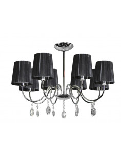 CANDELLUX SORENTO LAMPA WISZĄCA 8X40W E14 CHROM ABAŻUR CZARNY 38-38067