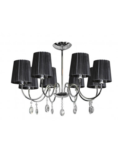 CANDELLUX SORENTO LAMPA WISZĄCA 8X40W E14 CHROM ABAŻUR CZARNY 38-38067
