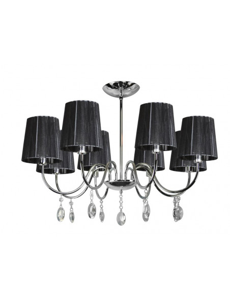 CANDELLUX SORENTO LAMPA WISZĄCA 8X40W E14 CHROM ABAŻUR CZARNY 38-38067