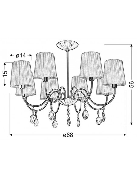 CANDELLUX SORENTO LAMPA WISZĄCA 8X40W E14 CHROM ABAŻUR CZARNY 38-38067