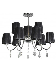 CANDELLUX SORENTO LAMPA WISZĄCA 9X40W E14 CHROM ABAŻUR CZARNY 39-38074