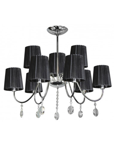 CANDELLUX SORENTO LAMPA WISZĄCA 9X40W E14 CHROM ABAŻUR CZARNY 39-38074