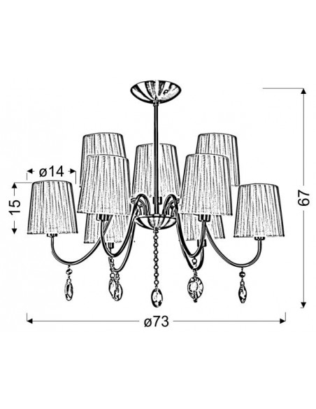 CANDELLUX SORENTO LAMPA WISZĄCA 9X40W E14 CHROM ABAŻUR CZARNY 39-38074