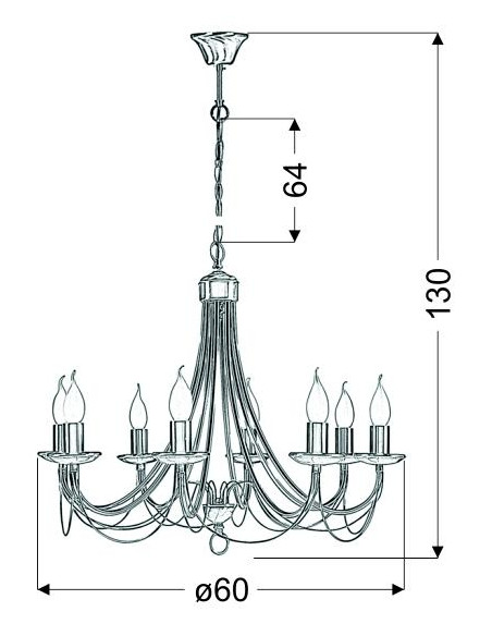 CANDELLUX MUZA LAMPA WISZĄCA 8X40W E14 PATYNA 38-69187