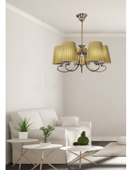 CANDELLUX MOZART LAMPA WISZĄCA 5X60W E27 PATYNOWA MIEDŹ MIODOWY 35-34083