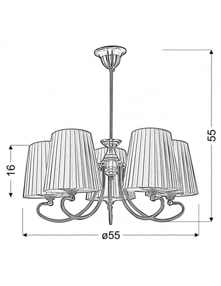 CANDELLUX MOZART LAMPA WISZĄCA 5X60W E27 PATYNOWA MIEDŹ MIODOWY 35-34083