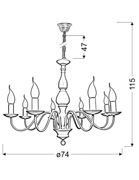 CANDELLUX BELLAGIO LAMPA WISZĄCA 8X40W E14 KREMOWY 38-96510