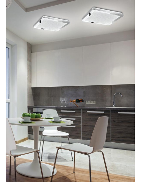 CANDELLUX NEXIT LAMPA SUFITOWA PLAFON 40X40 24W LED IP44 CHROM+GRANILA 3000K 10-66800