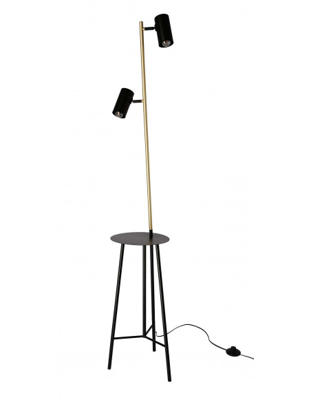 CANDELLUX PERRET LAMPA PODŁOGOWA CZARNY+ZŁOTY MATOWY 2X15W GU10 KLOSZ CZARNY 52-00019