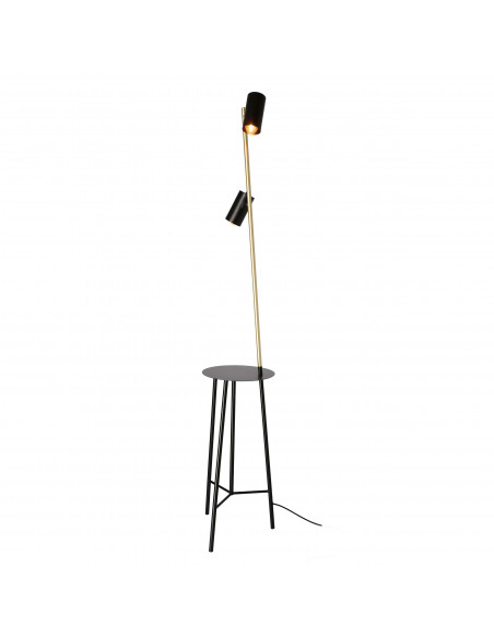 CANDELLUX PERRET LAMPA PODŁOGOWA CZARNY+ZŁOTY MATOWY 2X15W GU10 KLOSZ CZARNY 52-00019