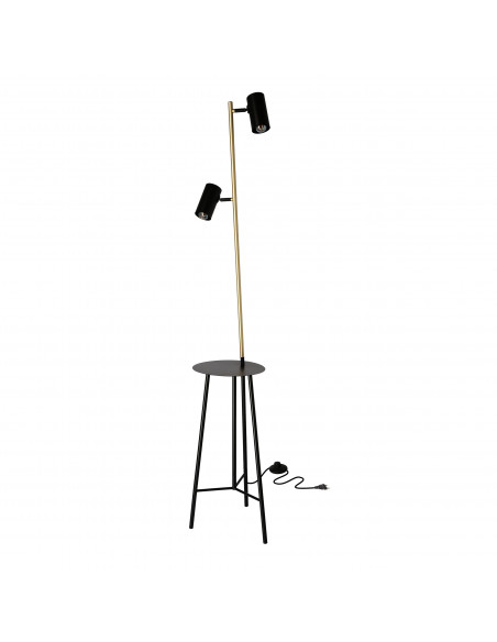 CANDELLUX PERRET LAMPA PODŁOGOWA CZARNY+ZŁOTY MATOWY 2X15W GU10 KLOSZ CZARNY 52-00019