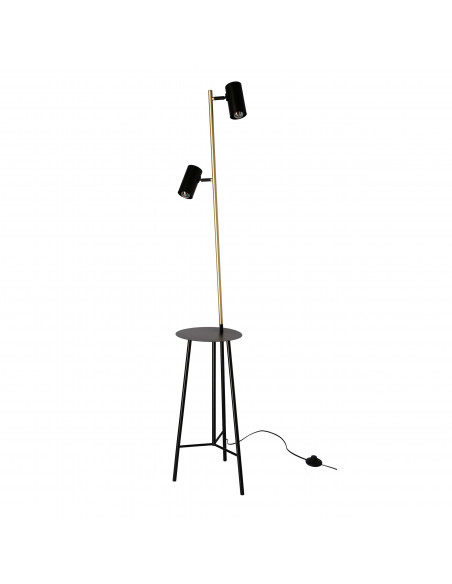 CANDELLUX PERRET LAMPA PODŁOGOWA CZARNY+ZŁOTY MATOWY 2X15W GU10 KLOSZ CZARNY 52-00019