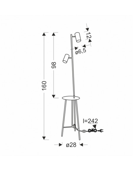 CANDELLUX PERRET LAMPA PODŁOGOWA CZARNY+ZŁOTY MATOWY 2X15W GU10 KLOSZ CZARNY 52-00019