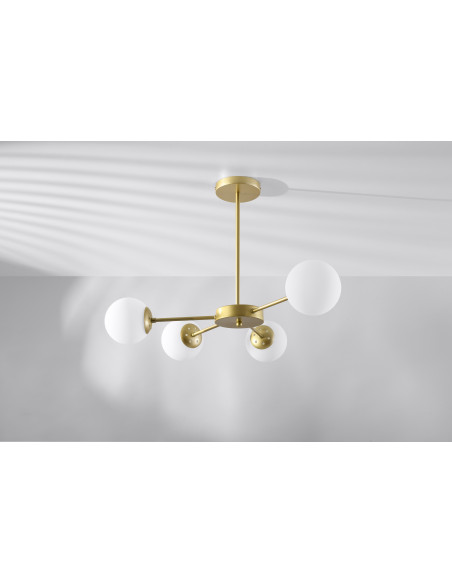 CANDELLUX Mati lampa wisząca mosiądz 4x20w g9 klosz biały 34-01566