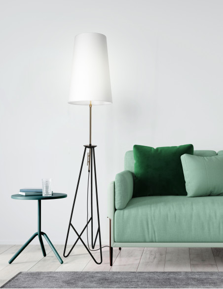 CANDELLUX TAFLO LAMPA PODŁOGOWA CZARNO ZŁOTA 1X60W E27 ABAŻUR BIAŁY 51-07322