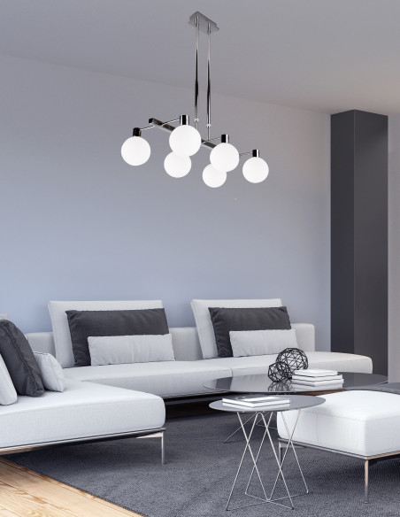 CANDELLUX Maldus lampa wisząca chromowy 6x40w g9 klosz biały 36-01481