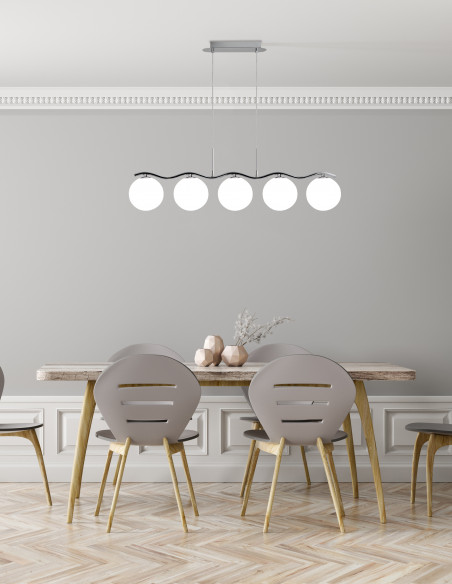 CANDELLUX Ramon lampa wisząca chromowy 5x40w g9 klosz biały 35-01429