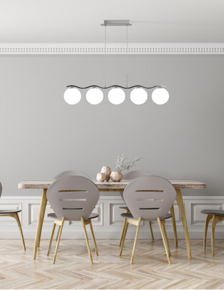 CANDELLUX Ramon lampa wisząca chromowy 5x40w g9 klosz biały 35-01429