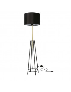 CANDELLUX TEGOLA LAMPA PODŁOGOWA CZARNY+ZŁOTY MATOWY 1X60W E27 ABAŻUR CZARNY 51-00071