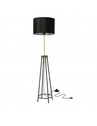 CANDELLUX TEGOLA LAMPA PODŁOGOWA CZARNY+ZŁOTY MATOWY 1X60W E27 ABAŻUR CZARNY 51-00071
