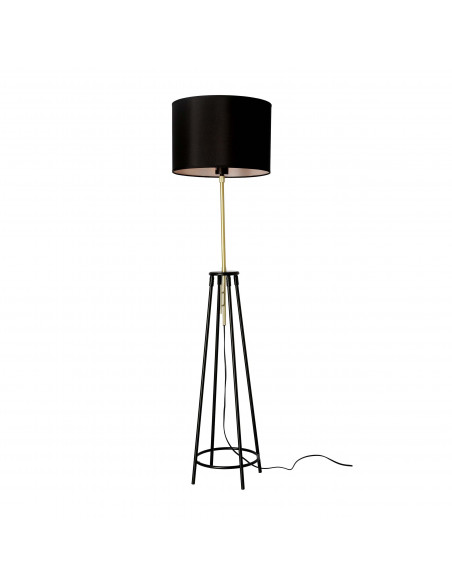 CANDELLUX TEGOLA LAMPA PODŁOGOWA CZARNY+ZŁOTY MATOWY 1X60W E27 ABAŻUR CZARNY 51-00071