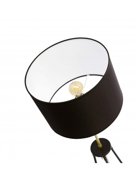 CANDELLUX TEGOLA LAMPA PODŁOGOWA CZARNY+ZŁOTY MATOWY 1X60W E27 ABAŻUR CZARNY 51-00071