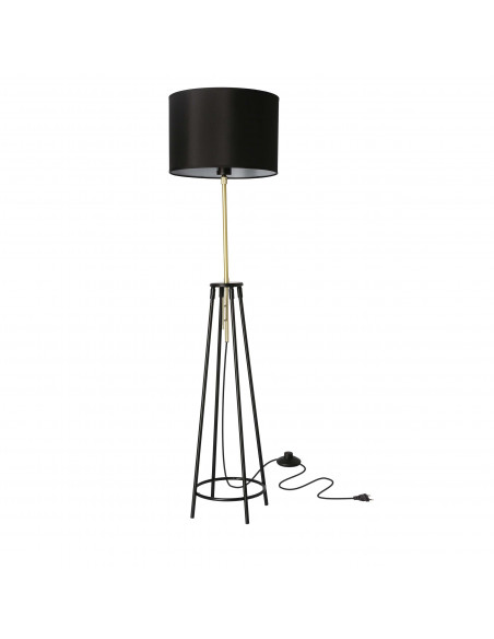 CANDELLUX TEGOLA LAMPA PODŁOGOWA CZARNY+ZŁOTY MATOWY 1X60W E27 ABAŻUR CZARNY 51-00071