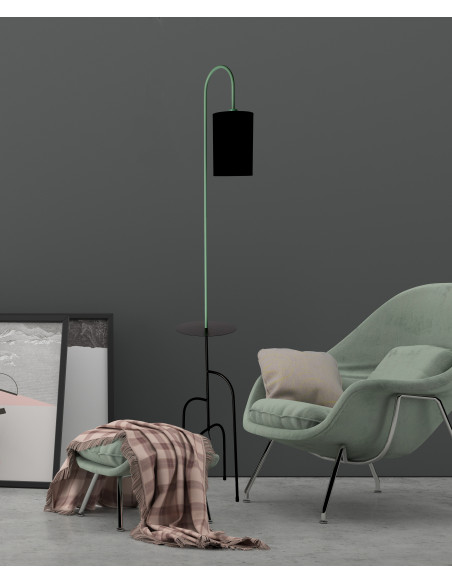 CANDELLUX RAVELLO LAMPA PODŁOGOWA CZARNY+ZIELONY 1X40W E14 ABAŻUR CZARNY 51-00064