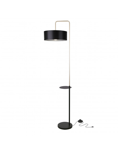 CANDELLUX IMPACT LAMPA PODŁOGOWA CZARNY+ZŁOTY MATOWY 1X40W E27 ABAŻUR CZARNY 51-00026
