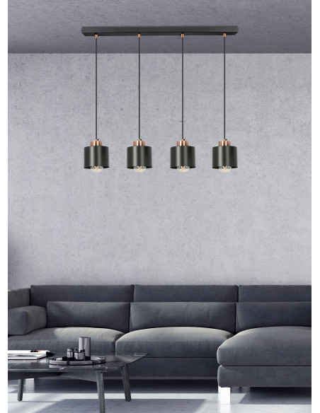CANDELLUX Olena lampa wisząca czarna 4x60w e27 klosz czarny 34-78131
