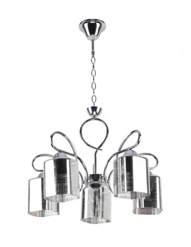 CANDELLUX ITALO LAMPA WISZĄCA CHROMOWY 5X40W E27 KLOSZ SREBRNY 35-00705