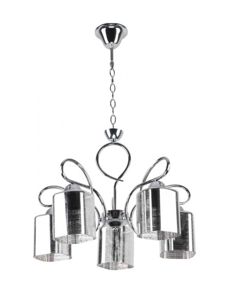 CANDELLUX ITALO LAMPA WISZĄCA CHROMOWY 5X40W E27 KLOSZ SREBRNY 35-00705