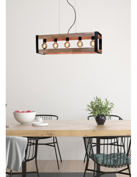 CANDELLUX Varna lampa wisząca czarny 5x40w e27 klosz czarny 35-79282