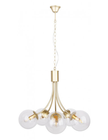 CANDELLUX Dani lampa wisząca mosiądz 5x40w e14 klosz bezbarwny 35-79275