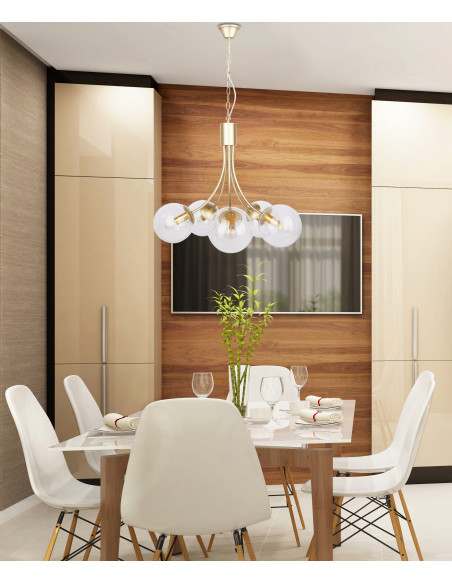CANDELLUX Dani lampa wisząca mosiądz 5x40w e14 klosz bezbarwny 35-79275