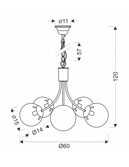 CANDELLUX Dani lampa wisząca mosiądz 5x40w e14 klosz bezbarwny 35-79275