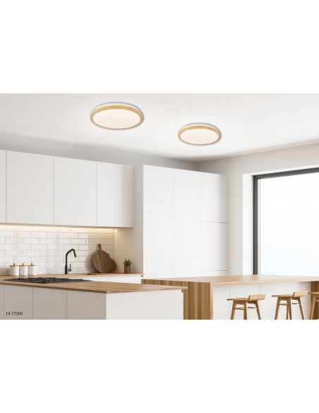 CANDELLUX LAMPA SUFITOWA GANDAVA PLAFON 36W LED BIAŁO DREWNIANY 4000K 14-75260