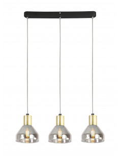 CANDELLUX LAMPA WISZĄCA GREGORY CZARNY BRĄZ 3X40W E14 KLOSZ DYMIONY 33-79008