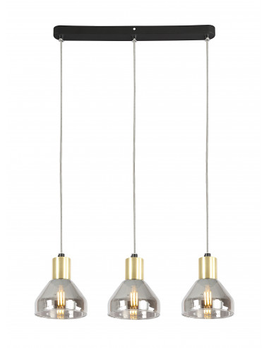 CANDELLUX LAMPA WISZĄCA GREGORY CZARNY BRĄZ 3X40W E14 KLOSZ DYMIONY 33-79008
