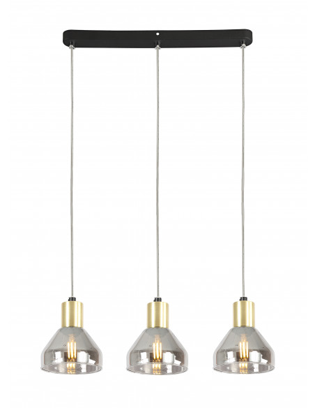 CANDELLUX LAMPA WISZĄCA GREGORY CZARNY BRĄZ 3X40W E14 KLOSZ DYMIONY 33-79008