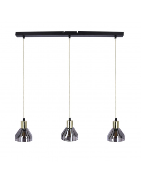 CANDELLUX LAMPA WISZĄCA GREGORY CZARNY BRĄZ 3X40W E14 KLOSZ DYMIONY 33-79008