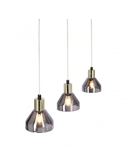 CANDELLUX LAMPA WISZĄCA GREGORY CZARNY BRĄZ 3X40W E14 KLOSZ DYMIONY 33-79008