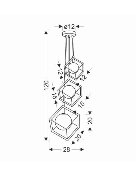 CANDELLUX LAMPA WISZACA WEERT 3 CZARNY ZŁOTY 120x20x28 50103047