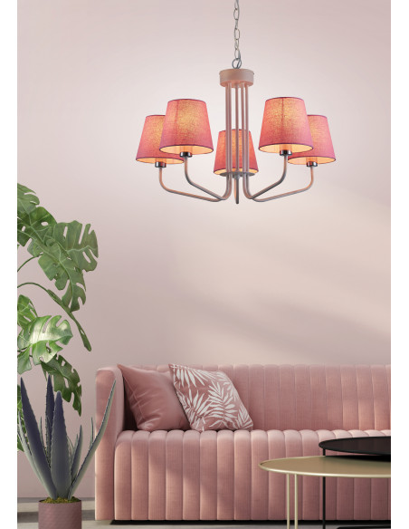 CANDELLUX LAMPA WISZĄCA YORK 5 BIAŁY RÓŻOWY 50205094