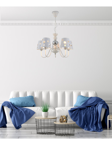 CANDELLUX LAMPA WISZĄCA BATLEY 5 BIAŁY 50205110