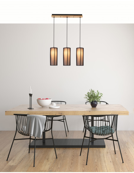 CANDELLUX LAMPA WISZĄCA KIOTO 3 CZARNY 120x12x60 50103219
