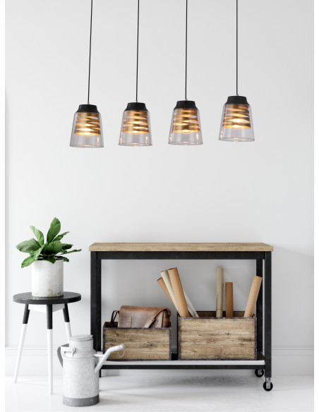 CANDELLUX FRESNO LAMPA WISZĄCA CZARNY 4X60W E27 KLOSZ BEZBARWNY 34-78124