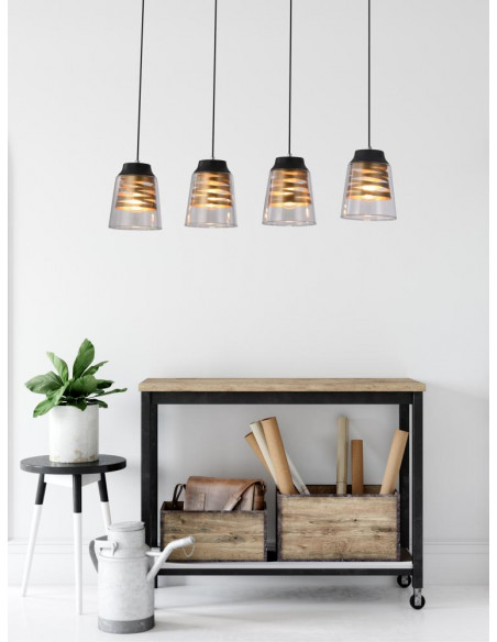 CANDELLUX FRESNO LAMPA WISZĄCA CZARNY 4X60W E27 KLOSZ BEZBARWNY 34-78124