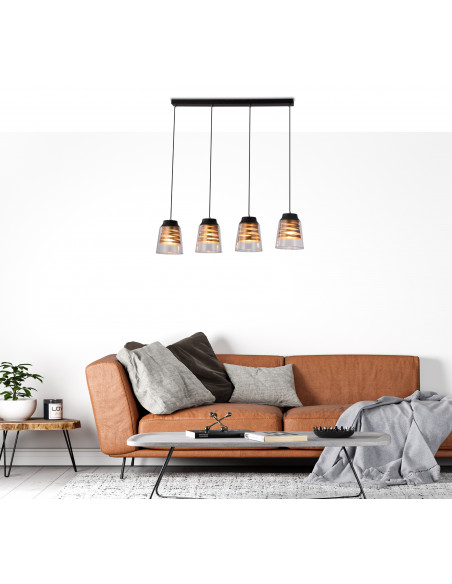CANDELLUX FRESNO LAMPA WISZĄCA CZARNY 4X60W E27 KLOSZ BEZBARWNY 34-78124